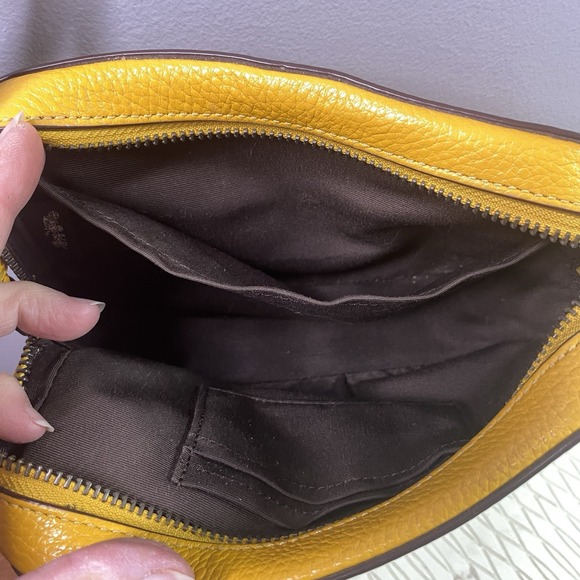 COACH Mustard Yellow Pochette 23a Womens Crossbody Purse 5.25x7.25x2" EUC - Picture 11 of 16